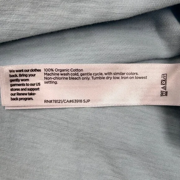 Eileen Fisher 3XL Organic Cotton V-Neck T Shirt Blue Casual Coastal - Picture 5 of 7